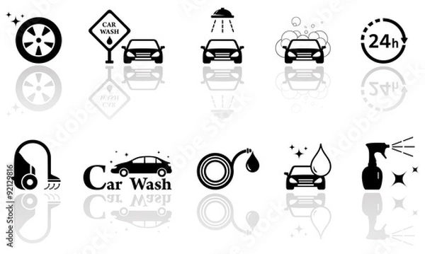 Fototapeta car wash isolated objects set