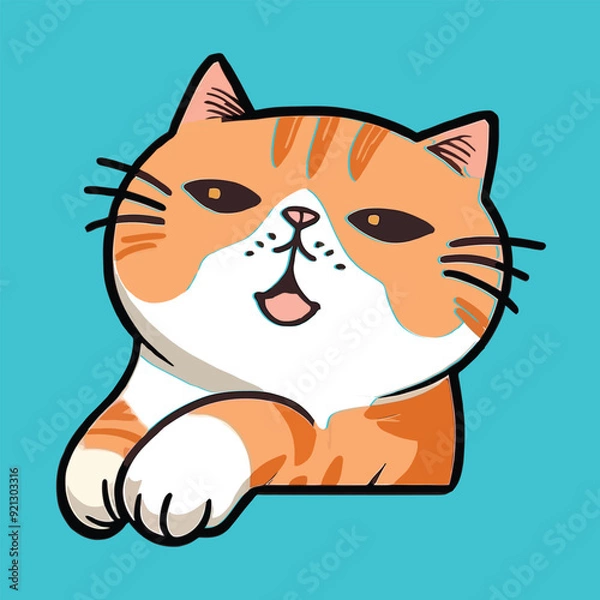 Obraz Vector Illustration of Cute Cartoon Cat Characters on Isolated Background