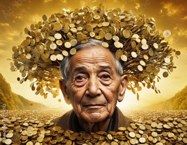 Fototapeta Golden Harvest: A Symbol of Prosperity and Wisdom