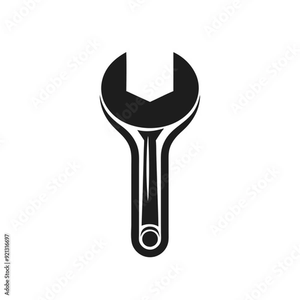 Obraz Vector Wrench  Black and White Adjustable Tool Illustration for Repair and Mechanical Design
