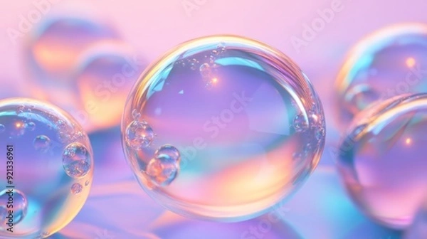 Fototapeta Abstract Holographic iridescent rainbom Y2K fluid background. Lliquid gradient waves surface futuristic texture.Mental health holo modern aesthetic. Trendy  Brutalism