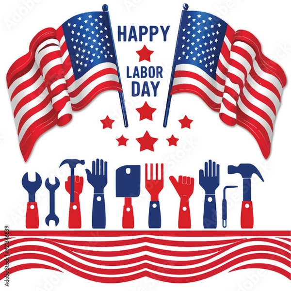 Obraz A poster for the day Happy labor day poster illustrations.Premium vector happy labor day