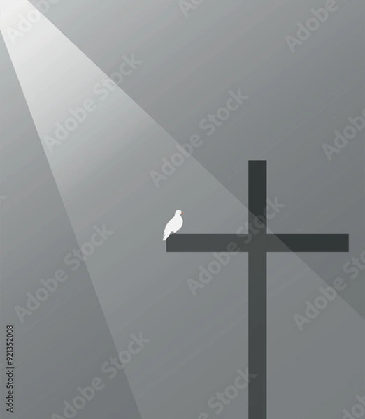Obraz White dove on cross