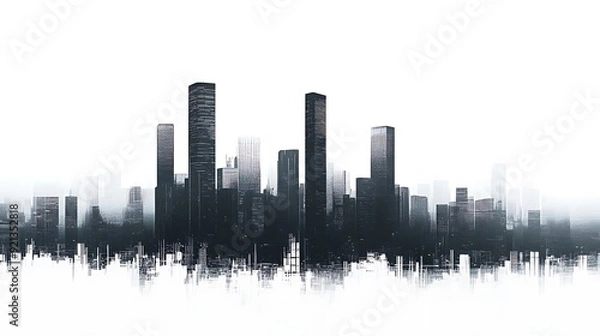 Obraz white background hi-tech city silhouette 2D