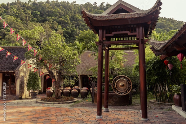 Fototapeta Natural and architectural details in Yen Tu mountain in Quang Ninh, Vietnam