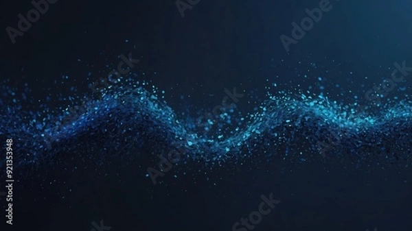 Fototapeta An abstract wave of blue particles flowing in a fluid motion, representing tranquility and seamless integration.
