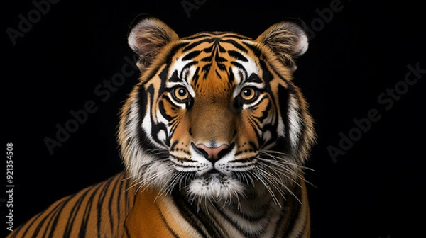 Obraz Majestic Tiger Standing on Black Background