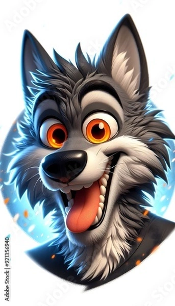 Fototapeta Crazy wolf cartoon