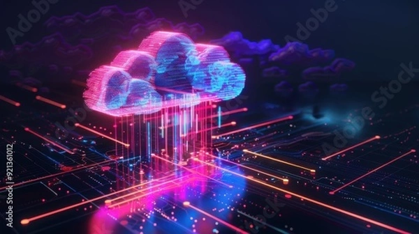 Fototapeta 3d concept of big data cloud storage