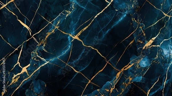 Obraz Dark marble surface with golden veins showcasing intricate patterns and textures