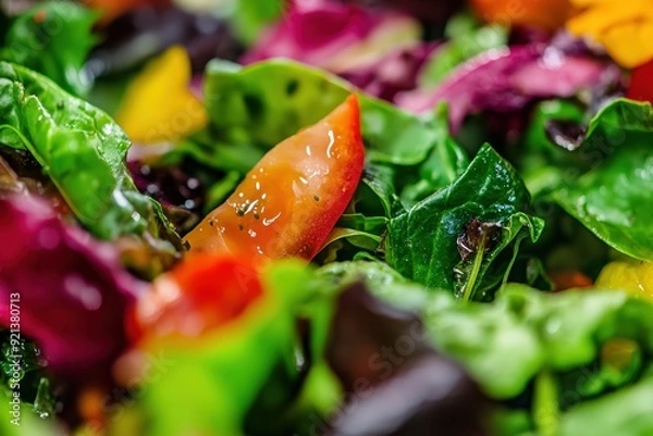 Obraz Delicious closeup of mixed salad with tomatoes