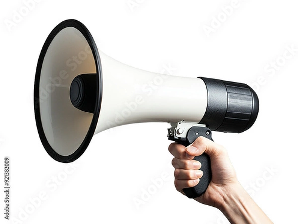Obraz Hand holding a loud speaker megaphone