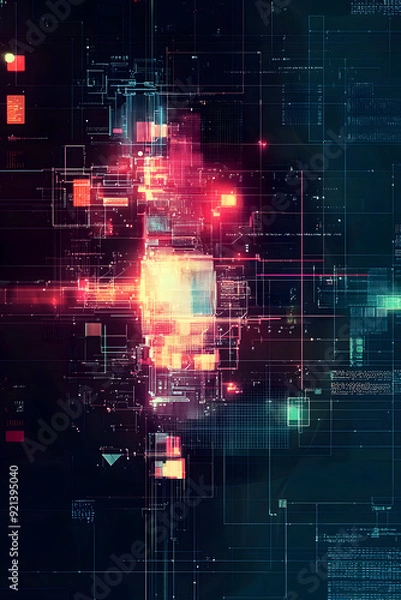 Obraz Emergence of Embodied AGI - Metamorphic Artificial General Intelligence Abstract Visualization