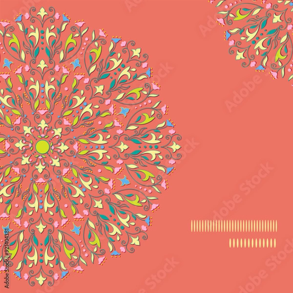 Obraz Floral festive frame on a coral pink background
