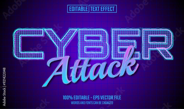 Fototapeta cyber attack editable text effect