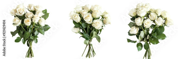 Fototapeta Untitled design - A set of White roses from a wedding bouquet separated and elegantly isolated on a transparent background (5)