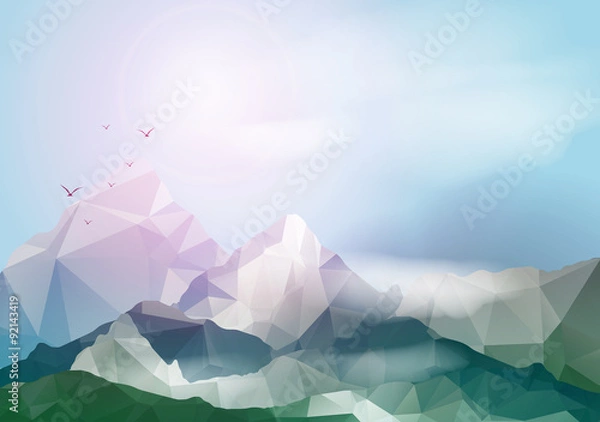 Fototapeta Geometric Mountain Background - Vector Illustration