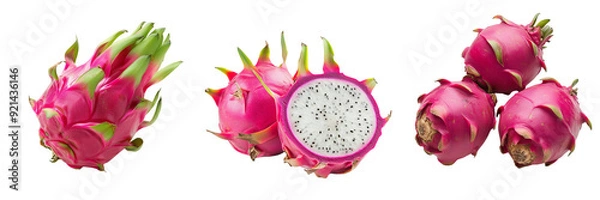 Fototapeta Untitled design -  A set of Dragon Fruit well Organized Isolated on a Transparent Background (12)