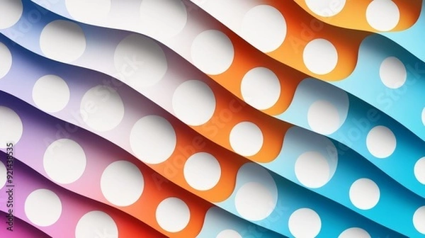 Fototapeta Bright polka dots, holographic glow, futuristic playful design, vibrant digital art