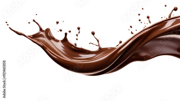 Fototapeta Dark chocolate liquid splash isolated on transparent white background, clipping path