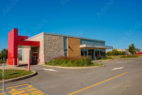 Obraz Bank drive thru on a summer day, clear blue sky in background.