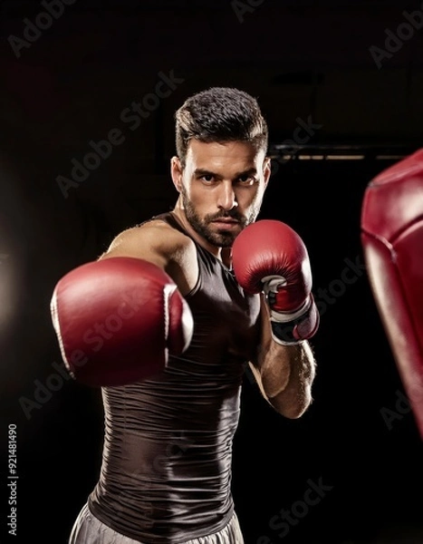 Obraz A man wearing boxing gloves