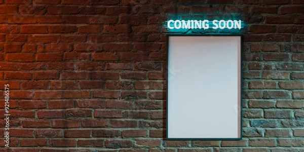 Obraz copy space poster mockup for motion picture with red bricks. 3d rendering