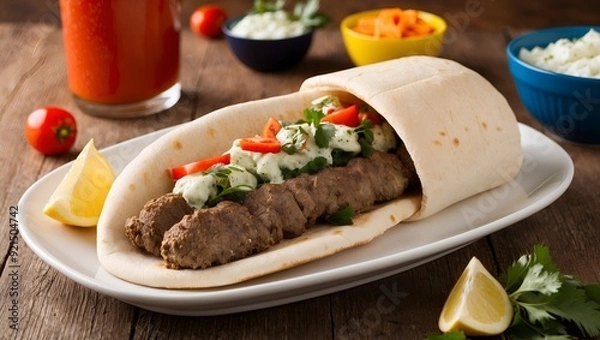 Fototapeta grilled steak with vegetables