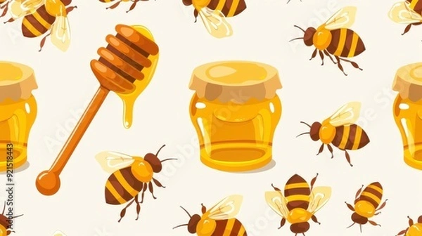 Obraz Discover our sweet honey product set featuring bees and delightful honey patterns for your kitchen. Perfect for gifts