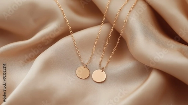 Fototapeta two matching friendship necklaces placed on a soft fabric symbolizing a strong bond