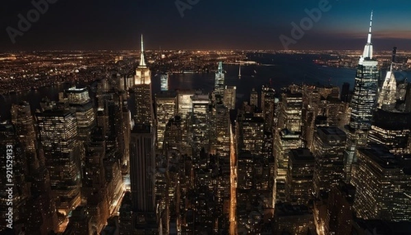 Obraz City panorama of Midtown Manhattan, New York at night 101