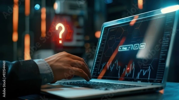 Fototapeta Laptop with Question Mark Symbol