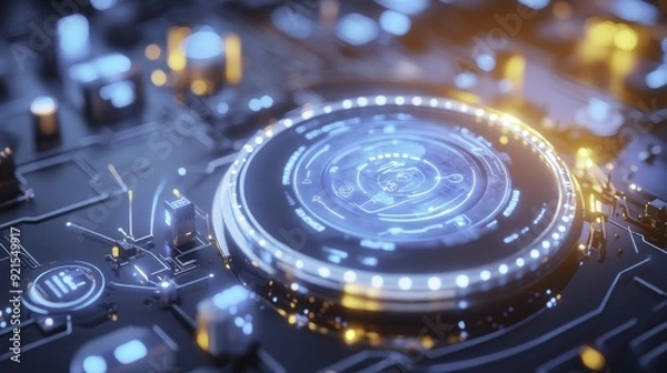 Fototapeta Futuristic Technology Interface - Abstract Digital Design