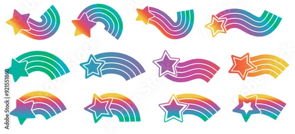 Fototapeta Rainbow and star doodle collection