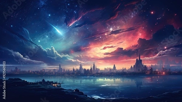 Fototapeta beautiful space, galaxy background