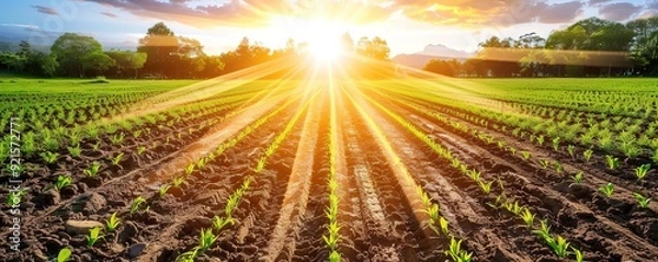 Obraz Spacious plantation with morning sky background
