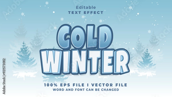 Fototapeta editable cold winter text effect.typhography logo