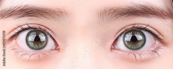 Fototapeta  Grey Eyes with curly eyelashes and thick eyebrows