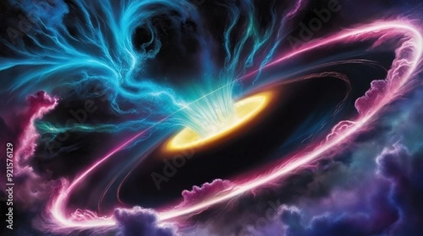 Fototapeta black hole with nebula view