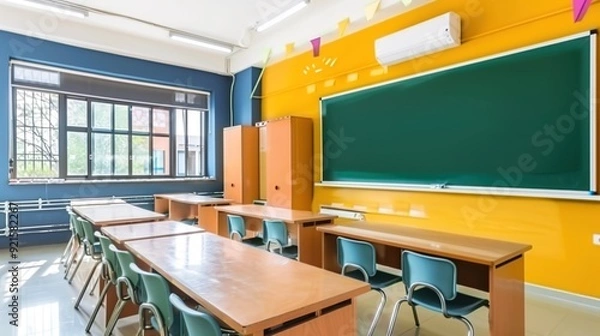 Fototapeta The Inspiring Background of Teaching and Education Interior Design: A Space Fostering Knowledge and Growth.
