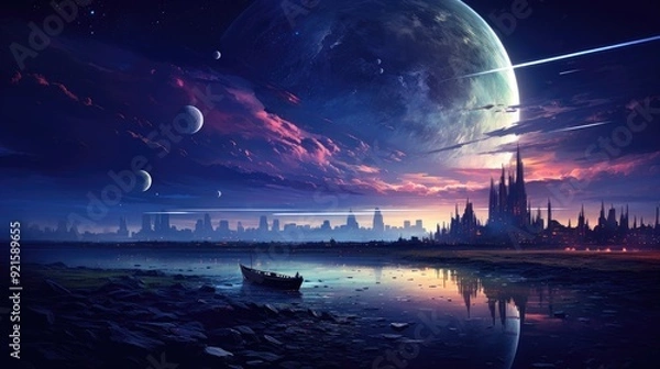 Fototapeta beautiful space, galaxy background