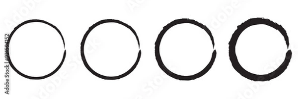 Fototapeta Vector set of grunge circle brush. Set of black brush stroke circle vectors.
