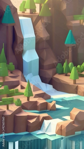 Obraz Polygon water fall