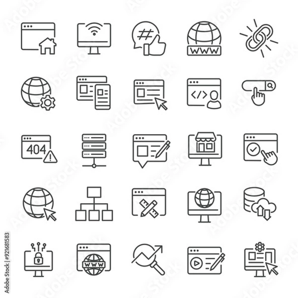 Fototapeta Website thin line icons collection. Editable stroke. For website marketing design, logo, app, template, ui, etc. Vector illustration.