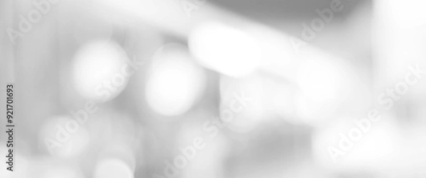 Fototapeta Blur white abstract background, blurred grey gradient bright light with copy space backdrop, banner, blank mordern business office interior hallway building design background, monochrome