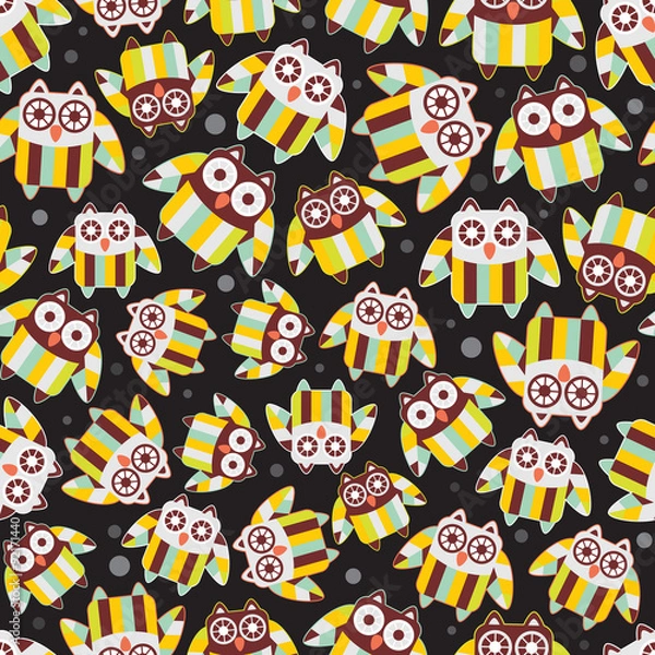 Fototapeta Seamless pattern with cute owls.
