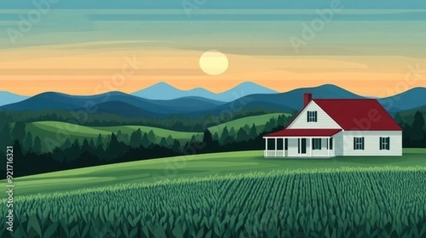 Fototapeta Flat design representing sustainable agricultural practices and natural ecosystem conservation  Conceptual image showcasing the importance of protecting the environment promoting organic farming