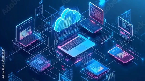 Fototapeta Cloud Technology Computing Concept. Data Center Concept