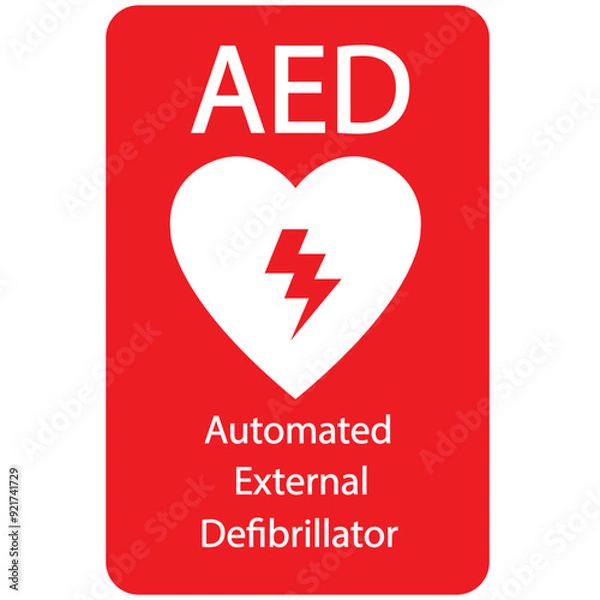 Fototapeta AED,automated external defibrillator aed sign with heart	
