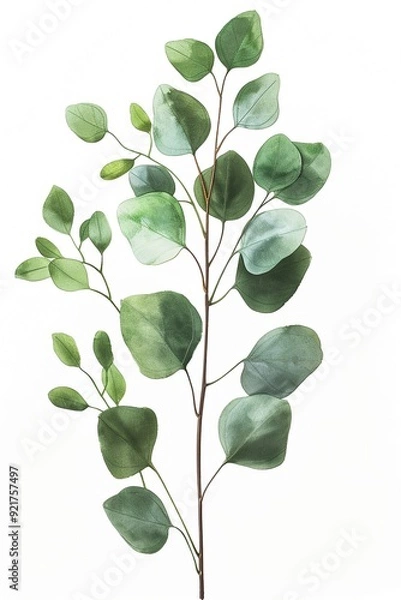Fototapeta Ein Zwei Eukalyptus isoliert auf weißem Hintergrund 